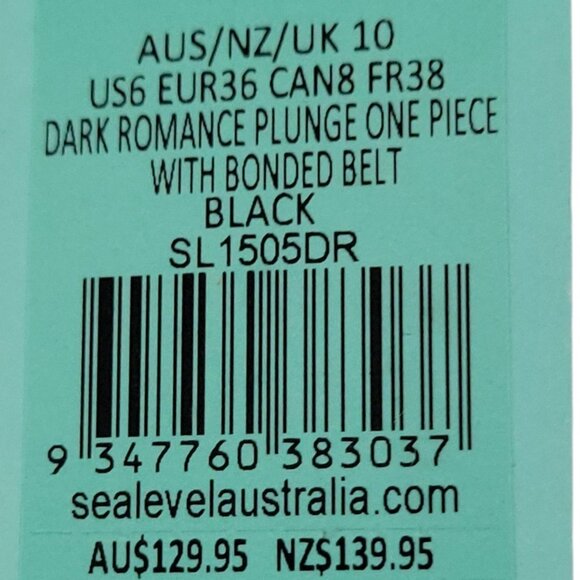 Sea Level Swim Dark Romance Black Plunge Swimsuit W/ Bonded Belt US 6 AUS 10 One - Picture 4 of 12